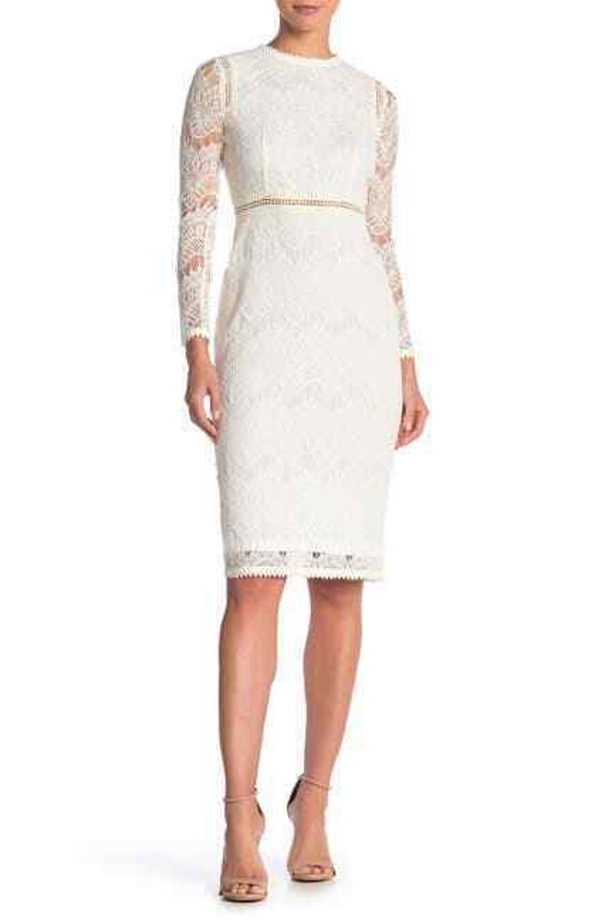 Love by Design Long Sleeve Lace Lined Midi Dress